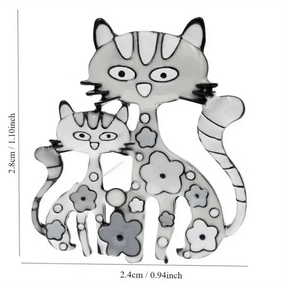 Cat Brooch Fun Enamel Pin Stylish Kitty Whimsical Flowers Vibrant Colorful - Picture 3 of 3